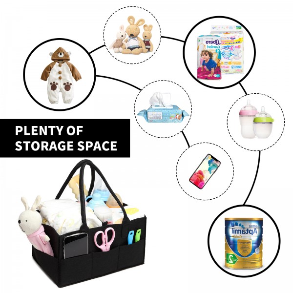 S2049 - Kono Felt Caddy Organiser With Storage - Black